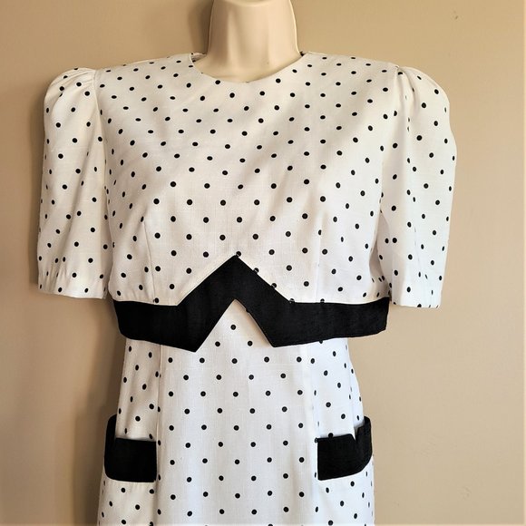 J. R Petite by Joseph Ribkoff 80s Polka Dot Dress - Picture 3 of 15